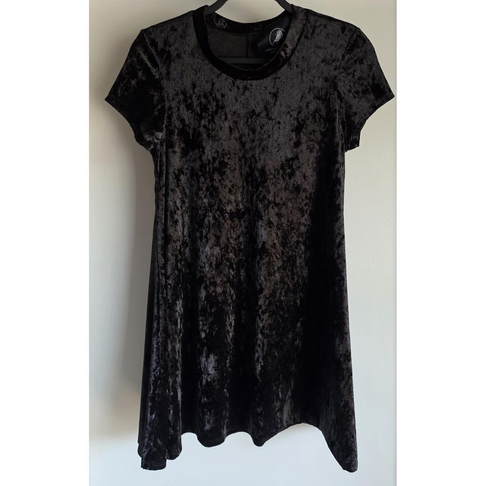 The Pretty Cult Black Velvet Mini Dress S Round Neck Short Sleeve Streetwear